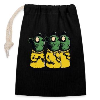 Trois rats de dessins animés choqués et confus - Sac cadeau en coton avec cordon (14 x 20 cm) - noir - Devant