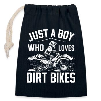 Juste un garçon qui aime les motos tout-terrain - Sac cadeau en coton avec cordon (14 x 20 cm) - bleu marine - Devant