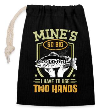 Mine's so big I have to use two hands - Closable cotton gift bag (14x20cm) - black - Front