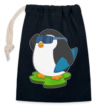 Été de surf Penguin - Sac cadeau en coton avec cordon (14 x 20 cm) - bleu marine - Devant