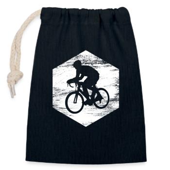 Cyclist Drawing - Closable cotton gift bag (14x20cm) - navy - Front
