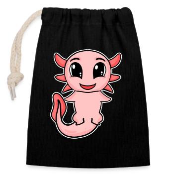 Axolotl Motif Enfants Mignon - Sac cadeau en coton avec cordon (14 x 20 cm) - noir - Devant
