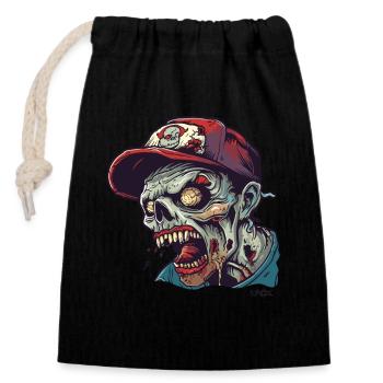 Casquette de baseball portant un zombie en colère - Sac cadeau en coton avec cordon (14 x 20 cm) - noir - Devant