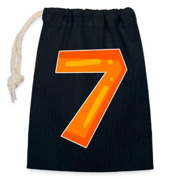 Zahl Sieben - Zahl 7 Nummer - Verschließbarer Geschenkbeutel aus Baumwolle (14x20cm) - Navy - Vorne