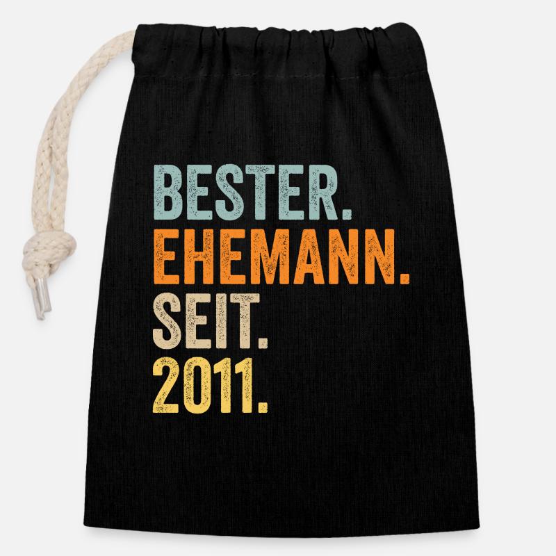 Valentinstag Bester Ehemann Seit 2011 - Verschließbarer Geschenkbeutel aus Baumwolle (14x20cm) - Schwarz