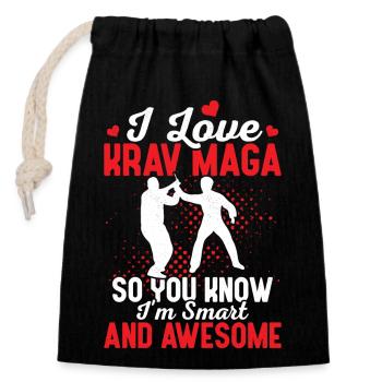 I Love Krav Maga Training Martial Arts - Closable cotton gift bag (14x20cm) - black - Front