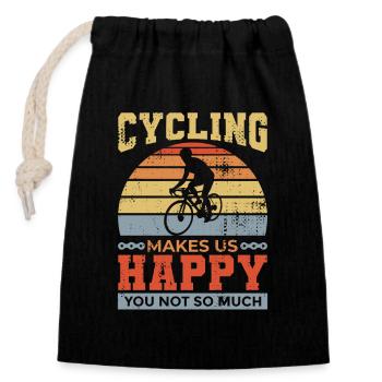 Le dicton du cycliste - Sac cadeau en coton avec cordon (14 x 20 cm) - noir - Devant