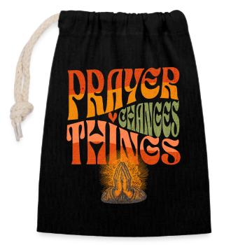 Prayer Hands Motif with Wish for Peace - Closable cotton gift bag (14x20cm) - black - Front