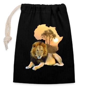 Lion - grand félin en Afrique - Sac cadeau en coton avec cordon (14 x 20 cm) - noir - Devant