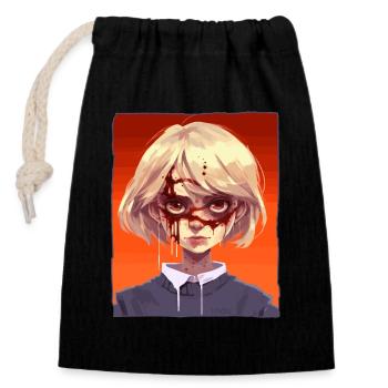 Creepy girl - Closable cotton gift bag (14x20cm) - black - Front