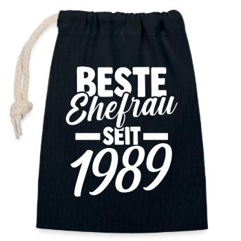 Meilleure épouse de la Saint-Valentin depuis 1989 - Sac cadeau en coton avec cordon (14 x 20 cm) - bleu marine - Devant