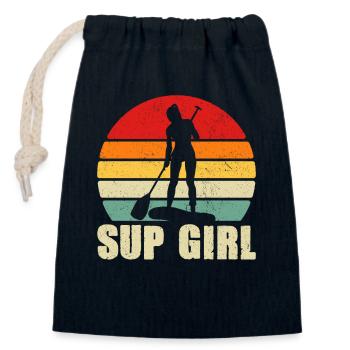Sup Girl Sunset Paddle - Closable cotton gift bag (14x20cm) - navy - Front