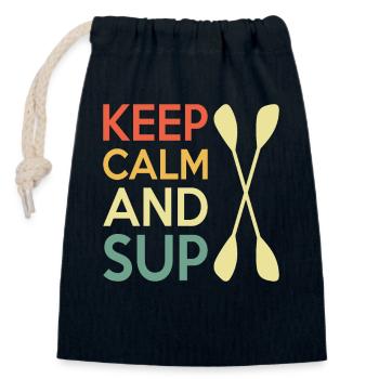Casual Paddleboard Quote Design - Closable cotton gift bag (14x20cm) - navy - Front