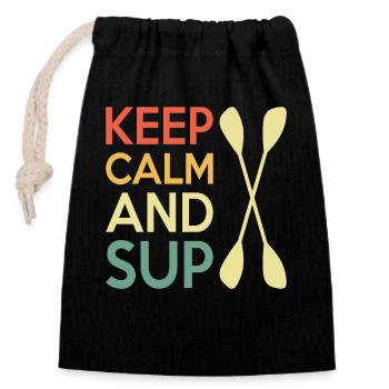Casual Paddleboard Quote Design - Closable cotton gift bag (14x20cm) - black - Front