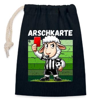 Football Football Fan Final Red Card Foul Funny - Closable cotton gift bag (14x20cm) - navy - Front