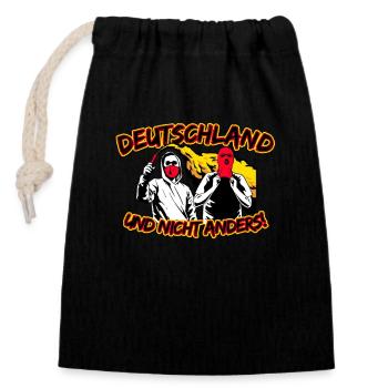 Germany and not otherwise UPDATE - Closable cotton gift bag (14x20cm) - black - Front