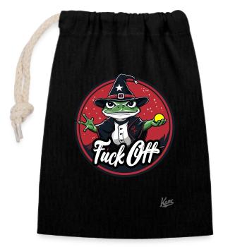 Frog Magician and a Magic One: Piss Off - Closable cotton gift bag (14x20cm) - black - Front