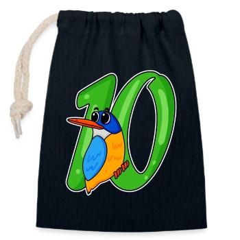 10. Geburtstag Motiv Eisvogel - zehn Jahre alt - Verschließbarer Geschenkbeutel aus Baumwolle (14x20cm) - Navy - Vorne