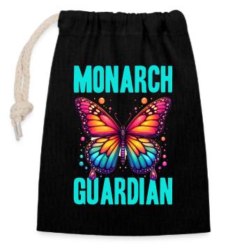 Monarque Papillon Gardien - Sac cadeau en coton avec cordon (14 x 20 cm) - noir - Devant