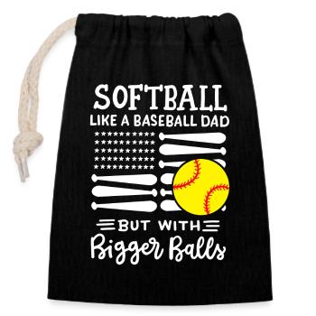 Softball Softball Papa - Verschließbarer Geschenkbeutel aus Baumwolle (14x20cm) - Schwarz - Vorne