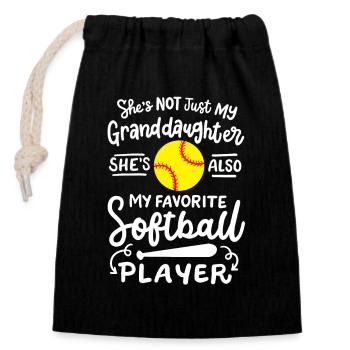 Softball Enkelin Softball-Spieler - Verschließbarer Geschenkbeutel aus Baumwolle (14x20cm) - Schwarz - Vorne