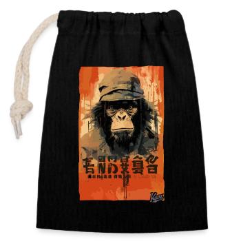Fausse affiche de film du singe humain chimpanzé - Sac cadeau en coton avec cordon (14 x 20 cm) - noir - Devant