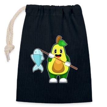 Avocado Angler Fisch Angeln - Verschließbarer Geschenkbeutel aus Baumwolle (14x20cm) - Navy - Vorne
