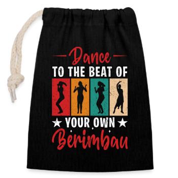 Dansez au rythme de votre propre berimbau - Sac cadeau en coton avec cordon (14 x 20 cm) - noir - Devant