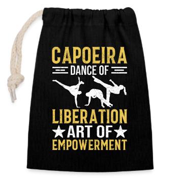 Capoeira, danse de libération, art de l’émancipation - Sac cadeau en coton avec cordon (14 x 20 cm) - noir - Devant