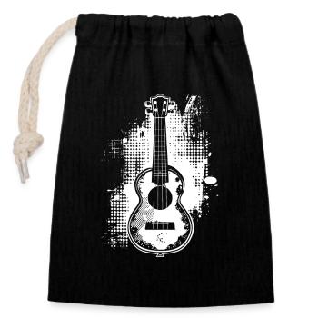 Ukulele Skizze - Verschließbarer Geschenkbeutel aus Baumwolle (14x20cm) - Schwarz - Vorne