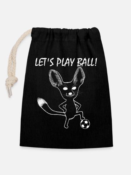Fennek Let's Play Ball! - Verschließbarer Geschenkbeutel aus Baumwolle (14x20cm) - Schwarz