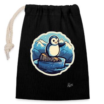 Niedlicher kleiner Pinguin auf einer Eisscholle - Closable cotton gift bag (14x20cm) - black - Front