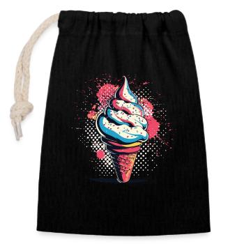 Eiscreme Vintage - Verschließbarer Geschenkbeutel aus Baumwolle (14x20cm) - Schwarz - Vorne