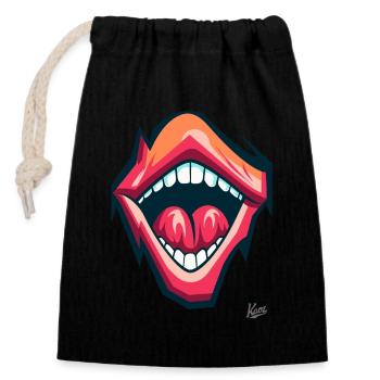 Screaming mouth: Design to scream beautiful! - Closable cotton gift bag (14x20cm) - black - Front