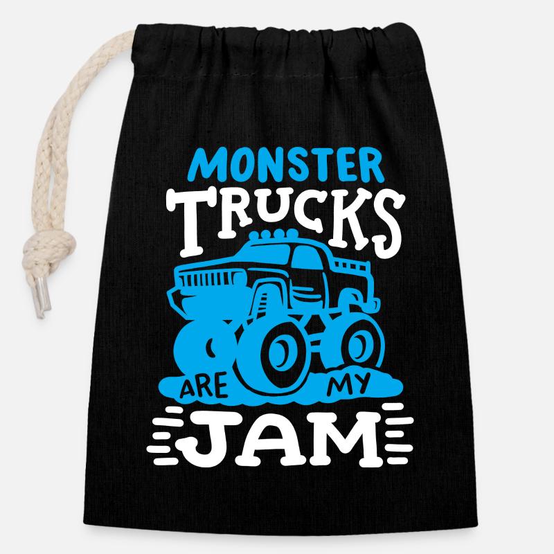Monstertruck Truck - Verschließbarer Geschenkbeutel aus Baumwolle (14x20cm) - Schwarz