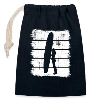 Conception de surfeur - Sac cadeau en coton avec cordon (14 x 20 cm) - bleu marine - Devant