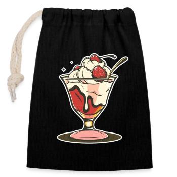Eisbecher Zeichnung - Verschließbarer Geschenkbeutel aus Baumwolle (14x20cm) - Schwarz - Vorne