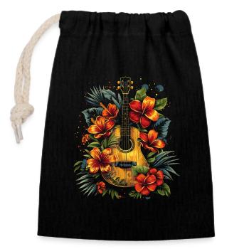 Lustige Ukulele - Verschließbarer Geschenkbeutel aus Baumwolle (14x20cm) - Schwarz - Vorne