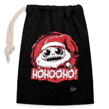 HoHoHo! Cartoon Monster Santa Claus - Closable cotton gift bag (14x20cm) - black - Front