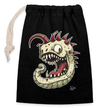 A strong, strange monster worm - Closable cotton gift bag (14x20cm) - black - Front