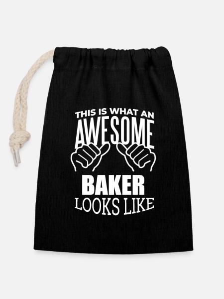 Baker Baker Baker - Verschließbarer Geschenkbeutel aus Baumwolle (14x20cm) - Schwarz
