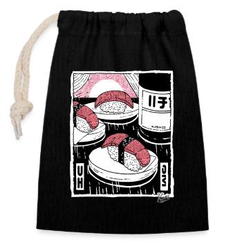 Japanese Restaurant: Sushi Frenzy - Closable cotton gift bag (14x20cm) - black - Front