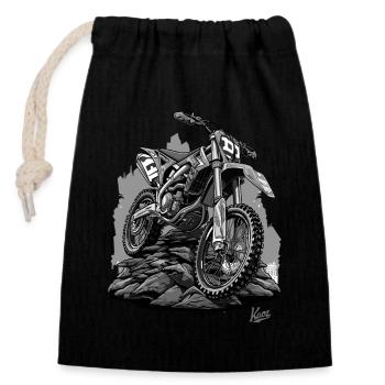 Dirt Bike Motocross: Staub, Schweiß und Kettenöl - Verschließbarer Geschenkbeutel aus Baumwolle (14x20cm) - Schwarz - Vorne