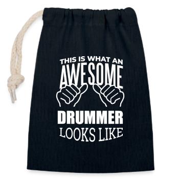 Drumming - Closable cotton gift bag (14x20cm) - navy - Front