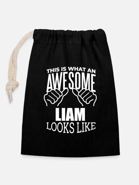 Liam Liam Liam - Verschließbarer Geschenkbeutel aus Baumwolle (14x20cm) - Schwarz