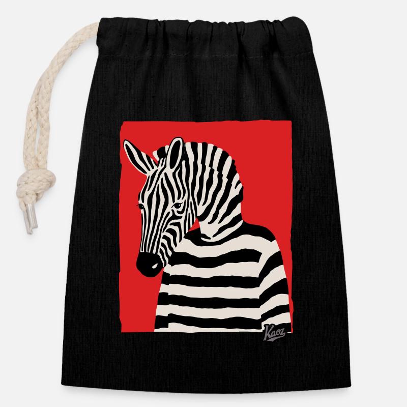 Cartoon Comic Kunst eines Zebra mit Pullover - Verschließbarer Geschenkbeutel aus Baumwolle (14x20cm) - Schwarz