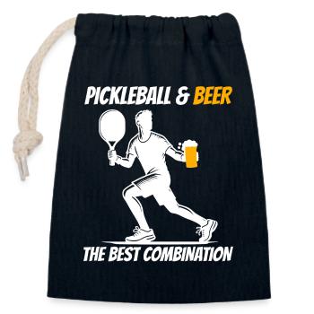 Pickleball & Beer The Best Combination - Closable cotton gift bag (14x20cm) - navy - Front