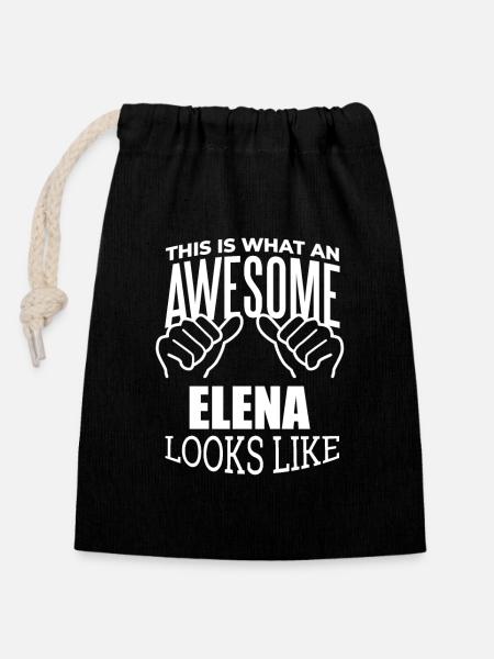 Elena Elena Elena - Verschließbarer Geschenkbeutel aus Baumwolle (14x20cm) - Schwarz