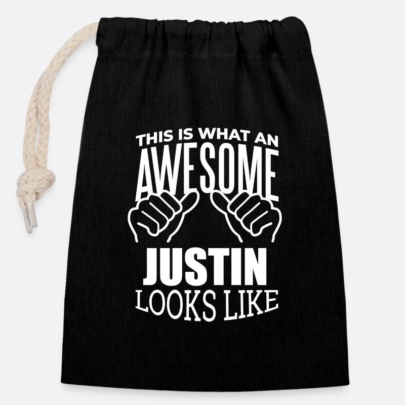 Justin - Sac cadeau en coton avec cordon (14 x 20 cm) - noir