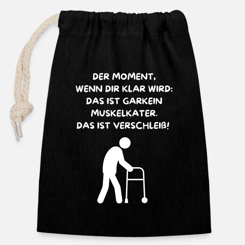 DER MOMENT WENN DIR KLAR WIRD, DASS MAN ALT IST 2 - Verschließbarer Geschenkbeutel aus Baumwolle (14x20cm) - Schwarz